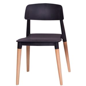 Krzesło ECCO PREMIUM czarne - polipropylen, buk