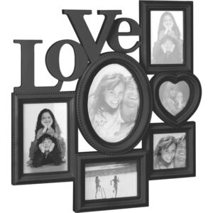 Multiramka na zdjęcia Love, HOME, 41x44 cm, czarna