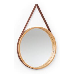 Besoa Lynn, lustro ścienne, 35,5 cm śr., okleina dębowa, pasek z tworzywa sztucznego, drewno