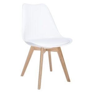 Krzesło plastikowe tapicerowane NORDIC PREMIUM białe - podstawa dębowa