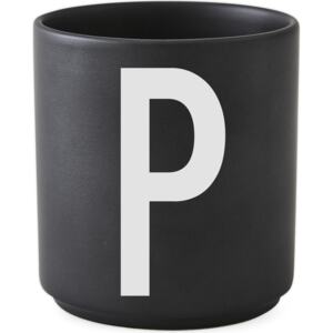 Kubek porcelanowy AJ czarny litera P