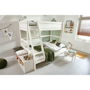 Łóżko dziecięce piętrowe Family 90/140 z drewna sosnowego - bielone
