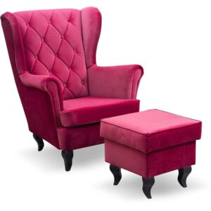 Fotel uszak Lily Classic z podnóżkiem w stylu skandynawskim