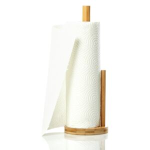 Klarstein Uchwyt na rolki papieru, stojak na ręcznik papierowy z ogranicznikiem, 15 x 33,5 cm, bambus