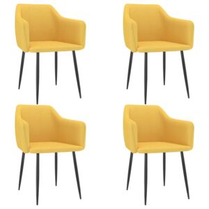 Krzesła stołowe, 4 szt., żółte, tapicerowane tkaniną