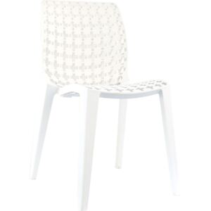 Krzesło Olivier nowoczesne wypoczynkowe białe kolor: bezbarwny (transparentny), Materiał: poliwęglan
