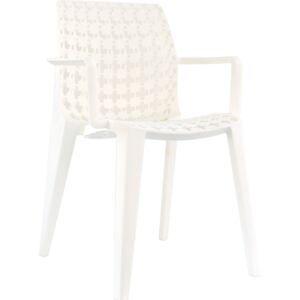 Krzesło Patryk nowoczesne wypoczynkowe białe kolor: bezbarwny (transparentny), Materiał: poliwęglan