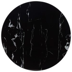 Blat stołu, czarny, Ø60 cm, szkło z teksturą marmuru