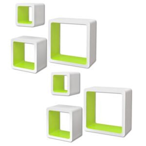 Zestaw biało-zielonych półek ściennych - Luca 3X