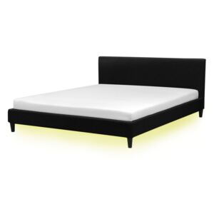 Łóżko tapicerowane LED 180 x 200 cm czarne FITOU