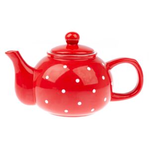 Dzbanek ceramiczny na herbatę Dots 1l, czerwony