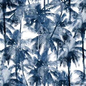 Fototapeta drzewa palmowe ciemne liście odcienie niebieskiego granatu