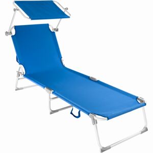 Tectake 401429 aluminiowy leżak plażowy ogrodowy - 4 pozycje - niebieski