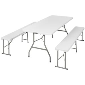 Tectake 401067 zestaw kempingowy stół i ławki składany - biały
