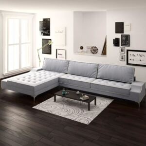Sofa w kształcie L, kremowo-szara, XXL, 326x163x83 cm