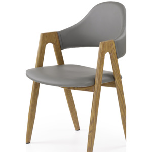 Krzesło metalowe K247 tapicerowane skórą ekologiczną - szare