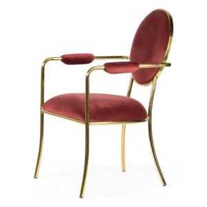Eleganckie krzesło Arsine bordowe na złotych nogach
