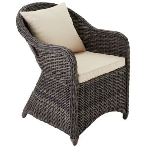 Tectake 403681 fotel ogrodowy z polirattanu i aluminium + poduszki - szary