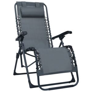 Składane krzesło tarasowe, szare, textilene
