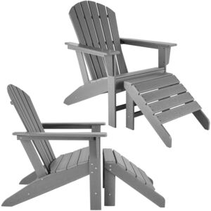 Tectake 403808 zestaw dwóch krzeseł ogrodowych janis z podnóżkiem joplin - szary