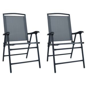 Składane krzesła ogrodowe, 2 szt., tworzywo textilene, szare