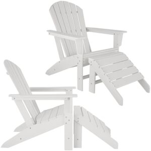 Tectake 403809 zestaw dwóch krzeseł ogrodowych janis z podnóżkiem joplin - biały