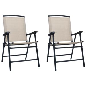 Składane krzesła ogrodowe, 2 szt., tworzywo textilene, kremowe