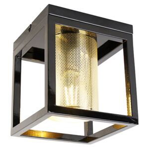Industriële plafondlamp zwart met goud - Cage Tess Oswietlenie wewnetrzne