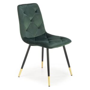 Eleganckie zielone krzesło do jadalni pikowane