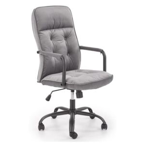 Szary pikowany fotel biurowy, krzesło obrotowe