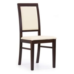 Krzesło SYLWEK 1 kremowe ekoskóra/ciemny orzech