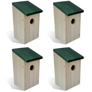 Domki dla ptaków, 4 szt., drewniane, 12 x 12 x 22 cm