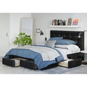 Łóżko tapicerowane z materacem 140x200 sf921 welur czarny