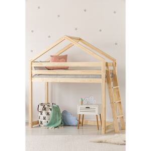 Łóżko piętrowe w kształcie domku z drewna sosnowego Adeko Mila DMPBA, 90x180 cm