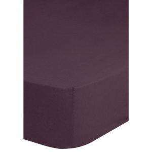 Fioletowe elastyczne prześcieradło dwuosobowe Emotion, 140x200 cm