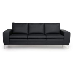 Czarna sofa skórzana Scandic Twigo, 227 cm