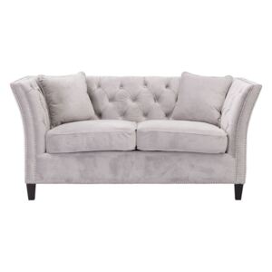 Sofa dwuosobowa DEKORIA Chesterfield Modern Velvet, szara, 172x87x82 cm