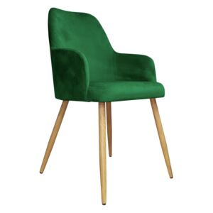 Krzesło WEZERA VELVET zielone/dąb ☞ Kupuj w Sprawdzonych i wysoko Ocenianych sklepach