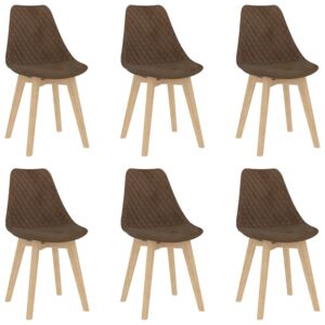 Krzesła stołowe, 6 szt., brązowe, aksamitne