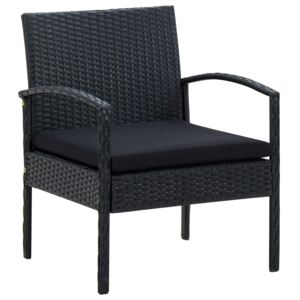 Krzesło ogrodowe z poduszką, polirattan, czarne