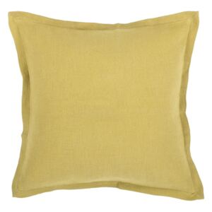 Żółta poduszka z domieszką lnu Tiseco Home Studio, 45x45 cm