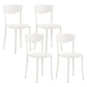 Zestaw 4 krzeseł ogrodowych białe polipropylen lekki plastik odporne na pogodę wewnątrz na zewnątrz nowoczesne Beliani