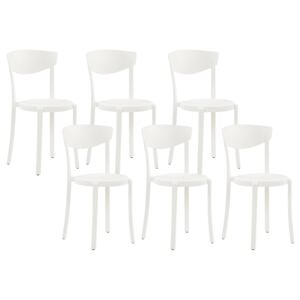 Zestaw 6 krzeseł ogrodowych białe polipropylen lekki plastik odporne na pogodę wewnątrz na zewnątrz nowoczesne Beliani