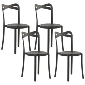 Zestaw 4 krzeseł ogrodowych czarne polipropylen lekkie plastik wewnątrz na zewnątrz odporne na pogodę minimalistyczne Beliani