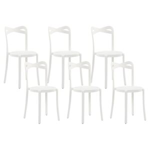 Zestaw 6 krzeseł ogrodowych białe polipropylen lekkie plastik wewnątrz na zewnątrz odporne na pogodę minimalistyczne Beliani