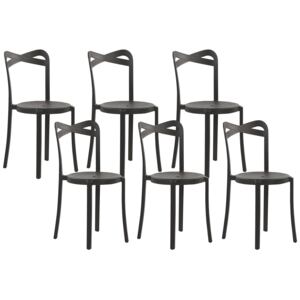 Zestaw 6 krzeseł ogrodowych czarne polipropylen lekkie plastik wewnątrz na zewnątrz odporne na pogodę minimalistyczne Beliani