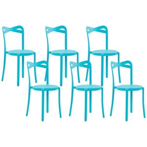 Zestaw 6 krzeseł ogrodowych niebieskie polipropylen lekkie plastik wewnątrz na zewnątrz odporne na pogodę minimalistyczne Beliani