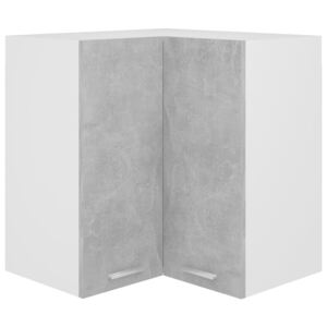 Wisząca szafka narożna, szarość betonu, 57x57x60 cm, płyta