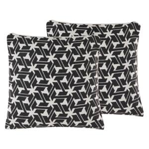 Zestaw 2 poduszek dekoracyjnych czarno-biały bawełniany 45 x 45 cm zdejmowana poszewka wzór geometryczny
