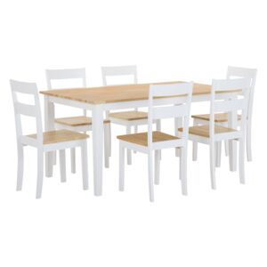 Zestaw do jadalni stół i 6 krzeseł drewniany biały GEORGIA